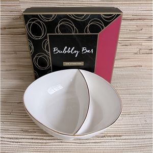 NIB Rosanna Bubbly Bar Unique Organic Shape Divided Serving Bowl Dish White